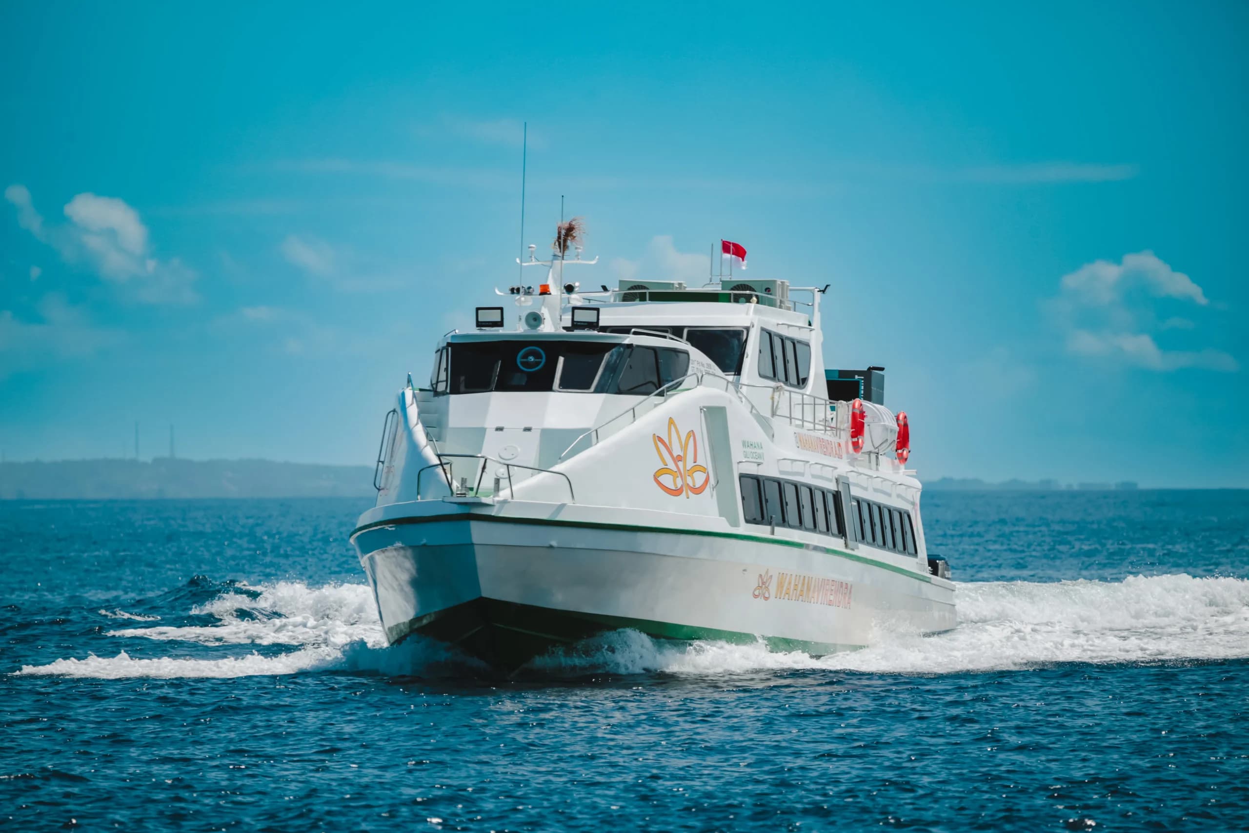 Comfortable seating inside the Wahana Virendra fast boat